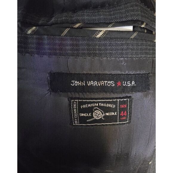 John Varvatos USA Blazer/Sport Coat Gray Black Wool 44L 2 Button as is - Picture 6 of 8